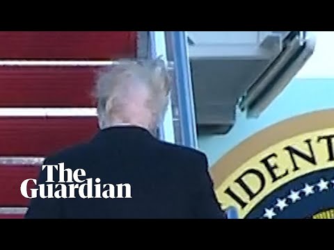 Donald Trump's hair blown apart by the wind