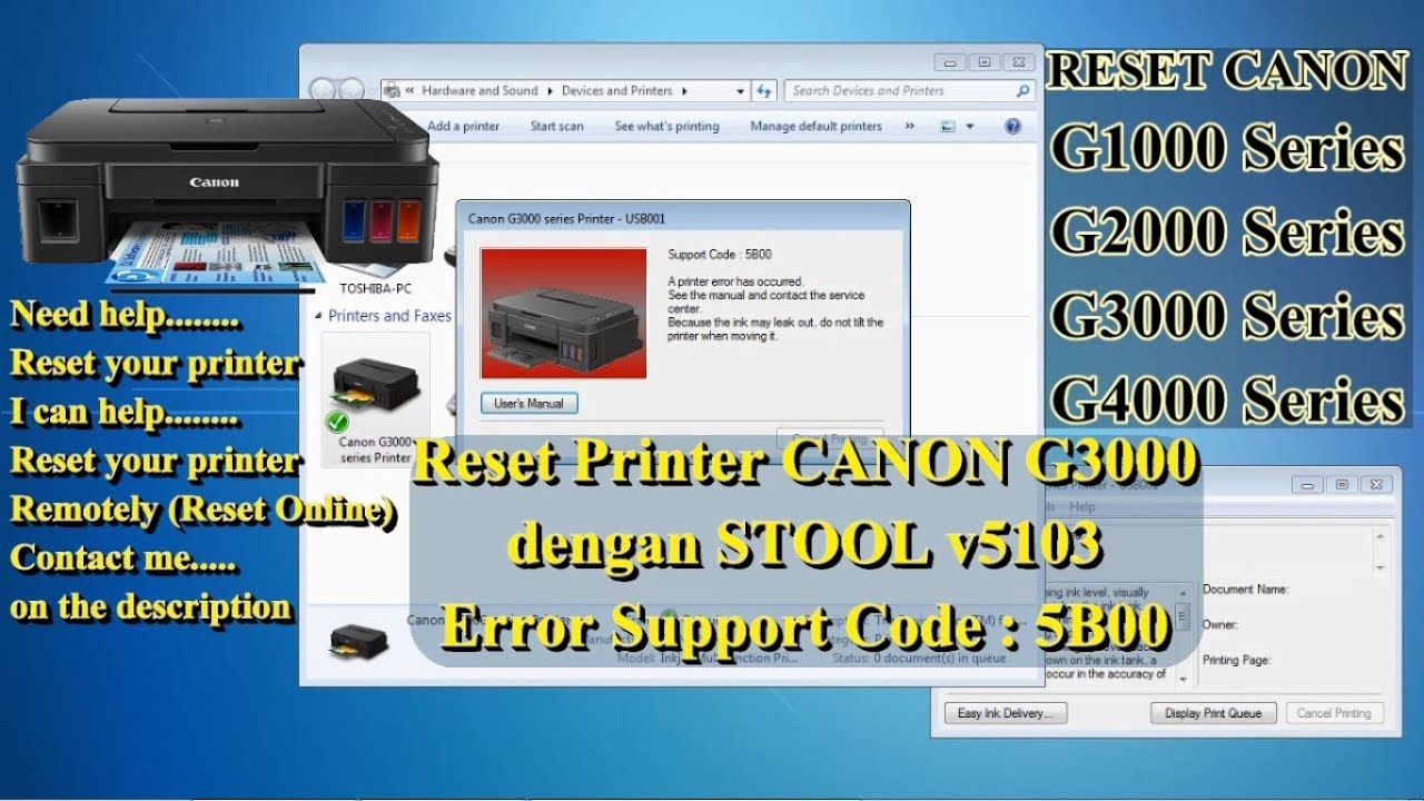 Reset Printer Canon G Series G1000 G2000 G3000 G4000 Support
