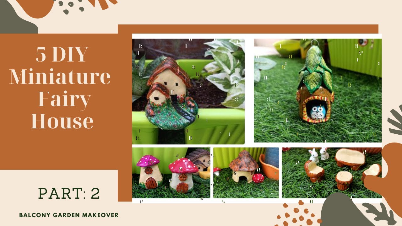 DIY 5 Easy Clay Miniature Houses for Fairy Garden or Miniature Garden / Miniature Clay Huts
