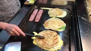 葱抓餅 Flaky Scallion Pancake / 台灣美食 Taiwanese Street Food