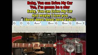 Drive my car Beatles isolated John and Paul  lyrics chords tabs