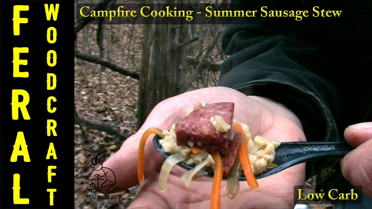Camp Cooking Summer Sausage Stew (Low Carb) YouTube