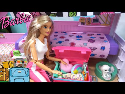 Barbie And Barbie Sisters Having Sleepover In New Barbie Dream House And Ken Taking Care Of Baby 