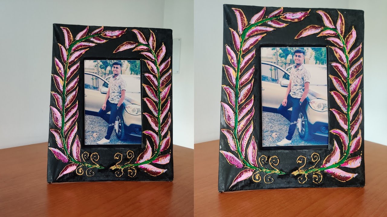 Photo frame making at home cardboard crafts picture frame photo