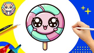 Cómo DIBUJAR una PIRULETA Paso a Paso! 🍭 Dibujo PALETA Kawaii