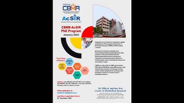 CBMR-AcSIR Ph.D. Program January 2023 Admissions Open