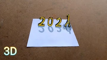 How to Draw 2021| 3D Drawing Trick Art On Paper/Happy new year 3d drawing/New year drawing very Easy