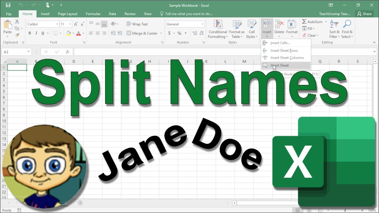 Excel Split Names Tutorial Youtube