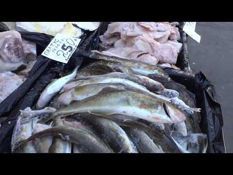 Vladivostok 26/01/2020 Fresh fish sale in a street market. Navaga fish - very tasty.