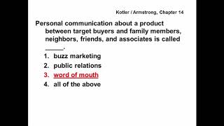Principles of Marketing - QUESTIONS & ANSWERS - Kotler / Armstrong, Chapter 14