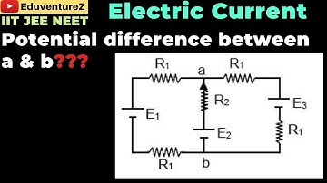 In the given network of ideal cells and resistors R1=1ohm, R2=2ohm E1=2V E2=E3=4V. The potential dif