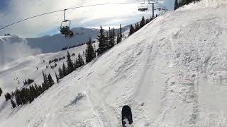 Kicking Horse skiing crystal bowl through epiphany run. Golden, BC, Canada, March 10, 2022.