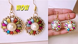 how can make beautiful beads earrings#beads earrings#simple#easy#pearl craft#diy