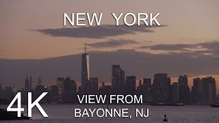 New York City Skyline during sunrise from Bayonne, NJ Relax 4K Ultra HD