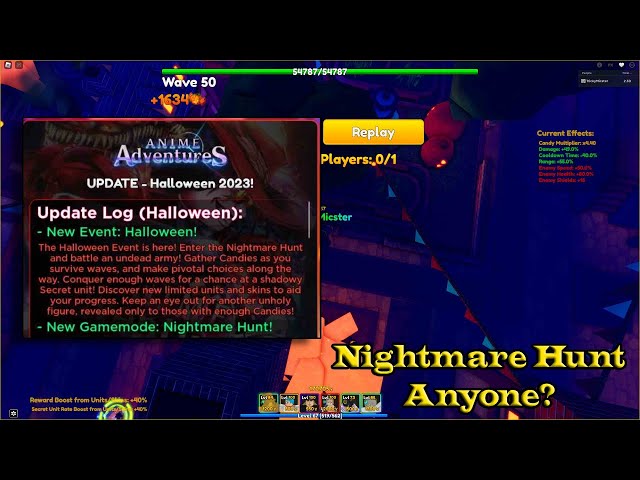 Roblox Anime Adventures Halloween Event Update Log: Nightmare Hunt with  Hordes of Enemies! - Try Hard Guides