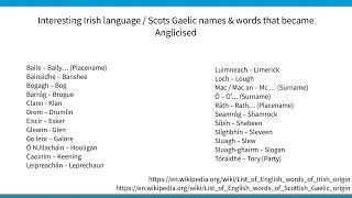 Interesting Irish language / Scots Gaelic names & words that became Anglicised