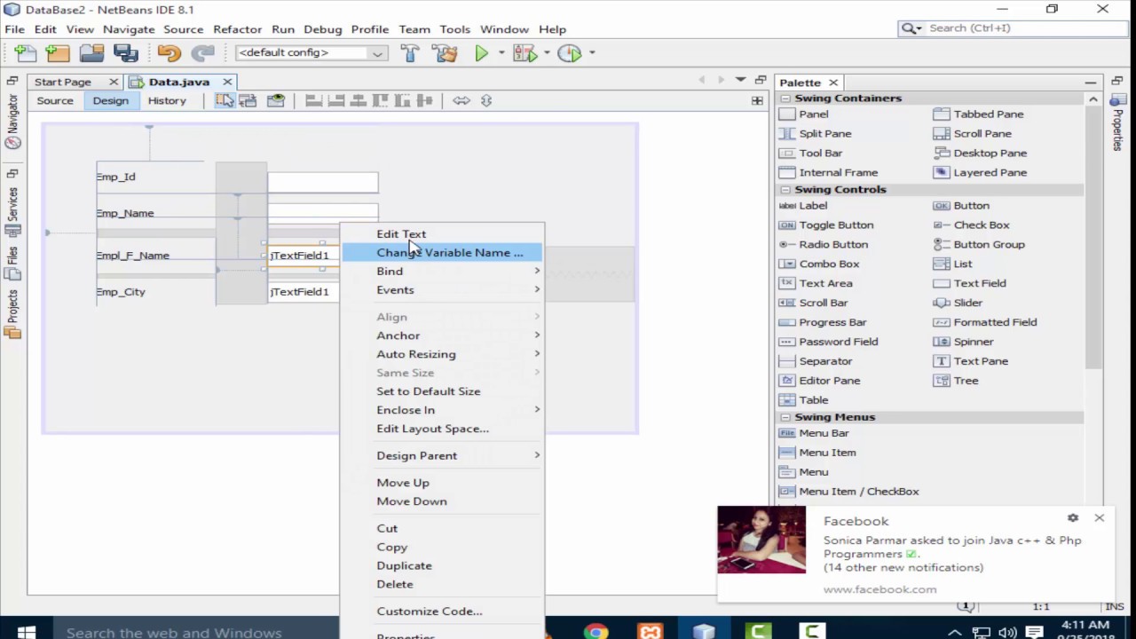 Creating GUI Form in java (Data Base Connection With Sql) - YouTube