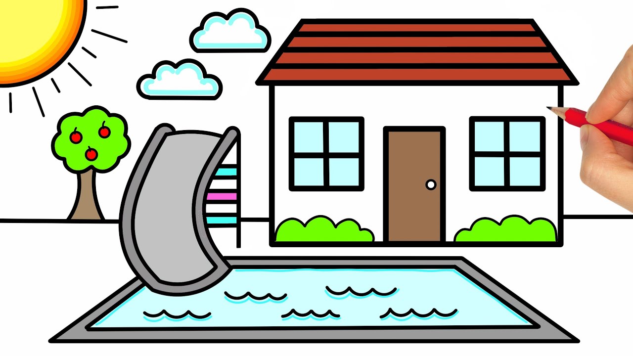 Como Desenhar Uma Casa Com Piscina Youtube 