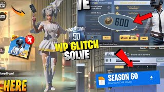 Season 60 Winner pass Biggest Glitch Problem Solved 😍 | 600 bc Glitch Pubg Lite | Winner pass Glitch