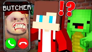 How Scary BUTCHER Called JJ and Mikey at Night in Minecraft? - Maizen