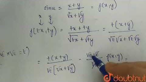 If  `u=sin^(-1)((x+y)/(sqrtx+sqrty))`  show that `x(delu)/(delx)+y | Class 12 MATH | Doubtnut
