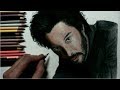 Color pencil drawing of Keanu Reeves キアヌ リーブスを描いてみた