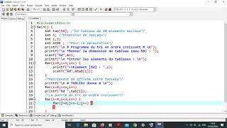 Langage C : Tri d&#39;un tableau en ordre croissant (DEV C++)