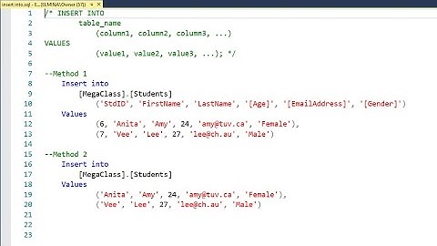 How to INSERT DATA INTO tables in SQL Server Management Studio 2016 using T-SQL and GUI | DML PT1