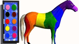 UN COLORIAGE DE CHEVAL 3D - Vidéo éducative pour enfants & Planète coloriage