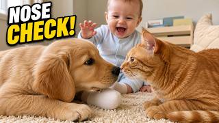 Puppy vs. Cat: Who Is More Confused by the Baby? 😂 screenshot 5
