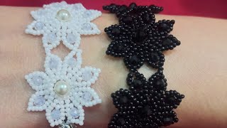 Yapımı Kolay  Kristalboncuklu Çicek bileklik/Easy to Make Crystal Beaded Flower bracelet /DİY