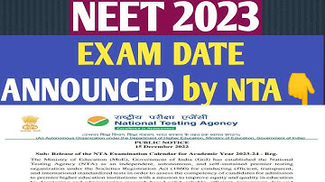 NEET 2023 EXAM DATE ANNOUNCED by NTA