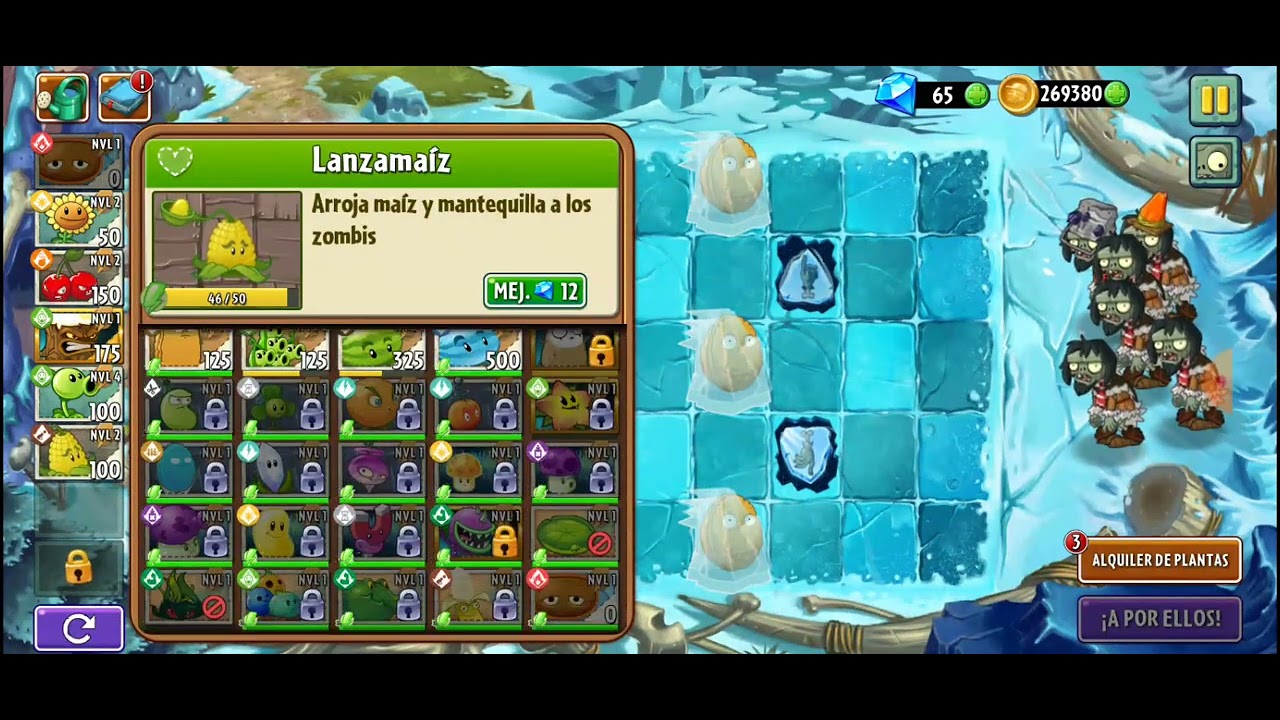 plantas vs zombies 2 cuevas congeladas día 1,2,3 y 4 - YouTube
