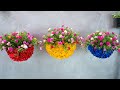 Recycle plastic bottles to make flower baskets | Easy moss rose planting