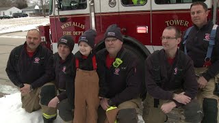 West Allis Fire Department  surprises girl battling cancer with firetruck ride