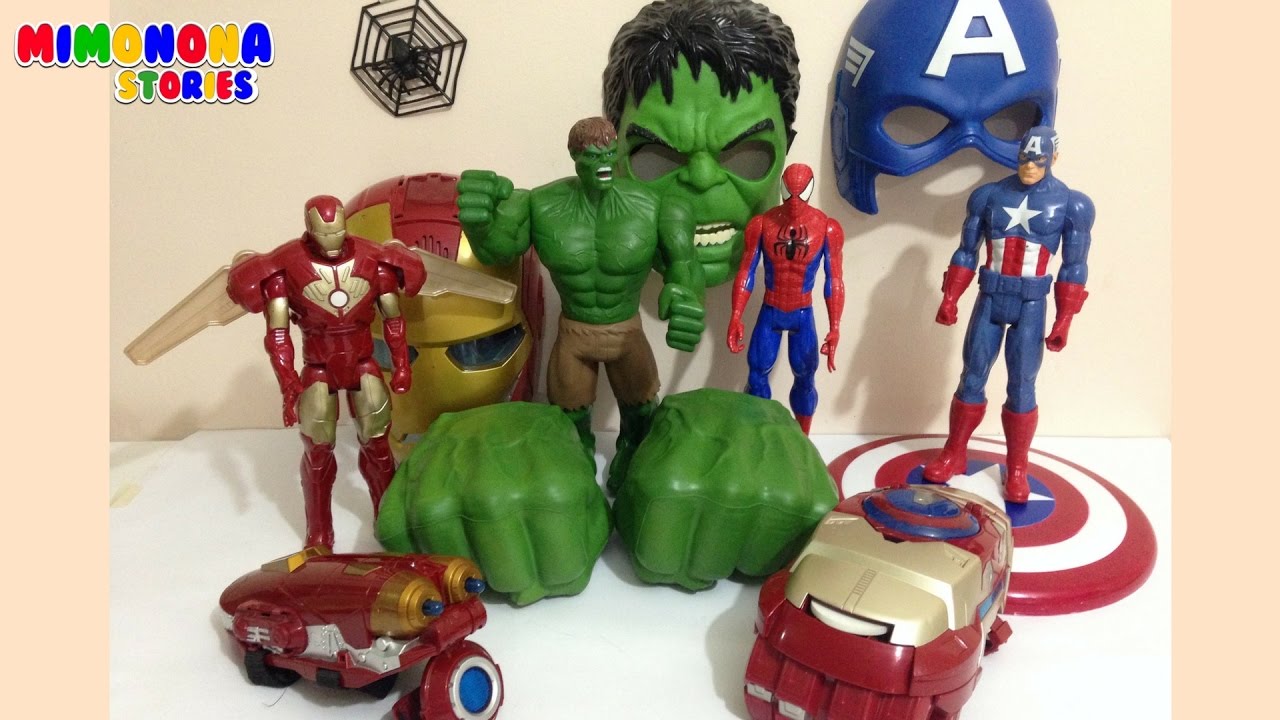 Superhéroes Marvel. Capitan America, Iron Man y Hombre Araña.Vídeos de  juguetes para niños. 
