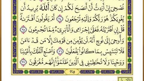 الصفحة ( 225) من القرآن الكريم سورة هود _ مصحف التقسيم الموضوعي _