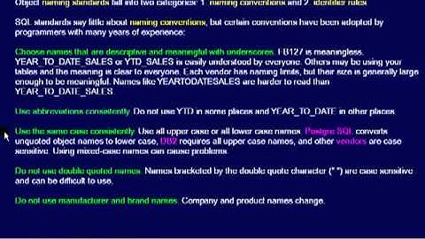 SQL 146 Database Naming Standards, An Overview