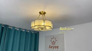 Aeyee Flower Shape Semi-Flush Mount Ceiling Light, Glass Ceiling Light Fixture for Living Room#home