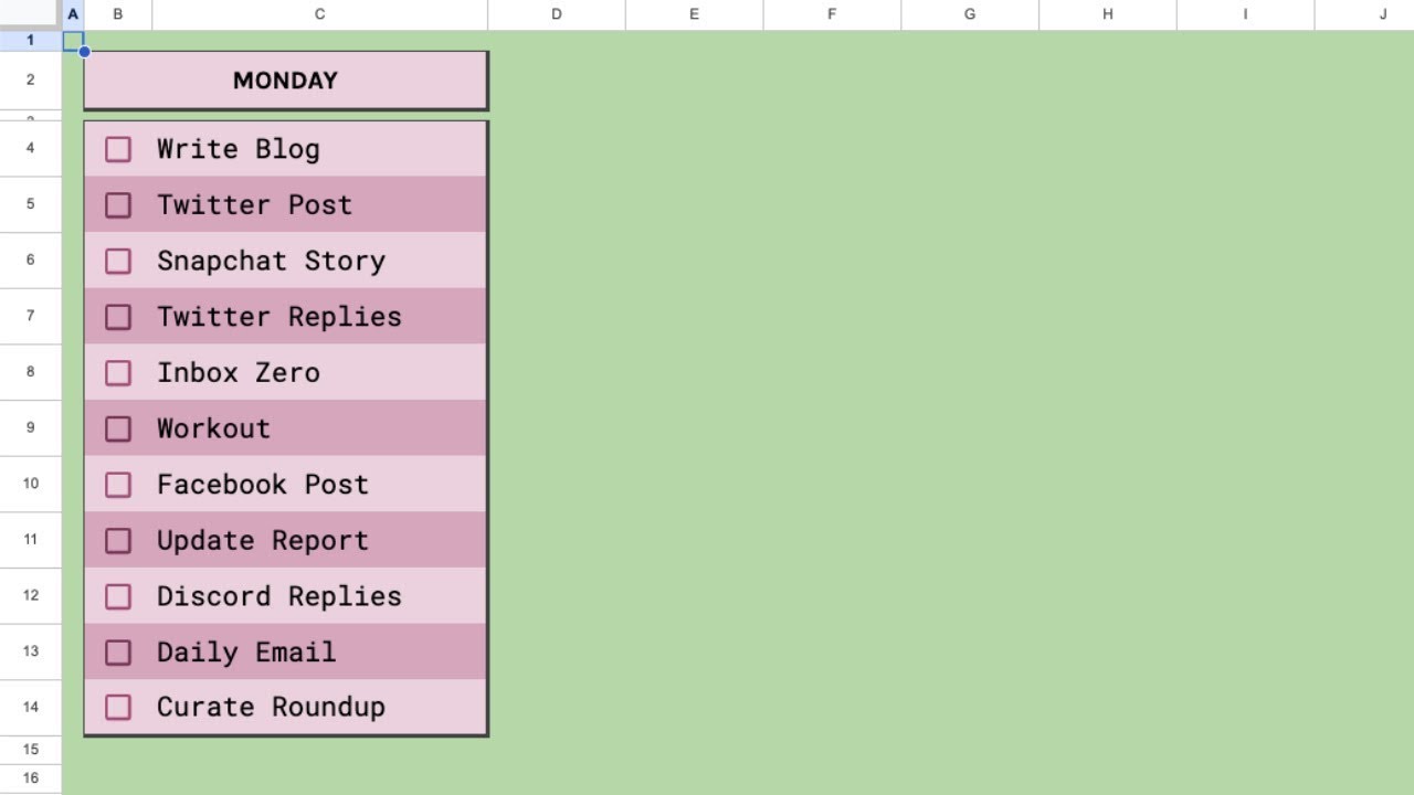 The Simplest Bestest Checklist in Google Sheets