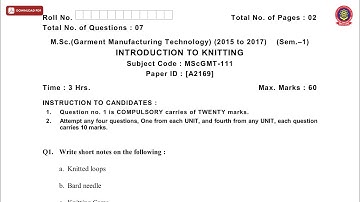 MSC GMT 1ST SEM INTRODUCTION TO KNITTING A DEC 2018 | PTU