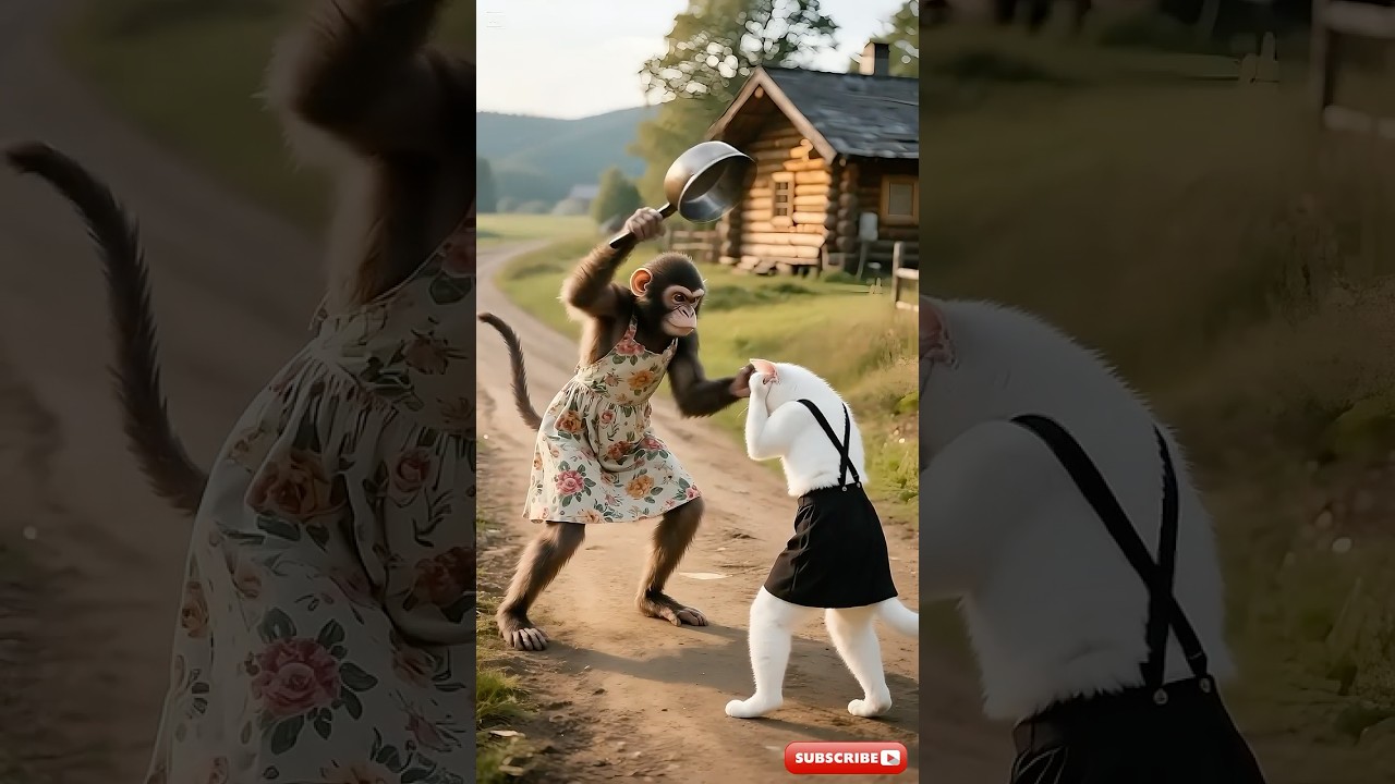 Scandal in Fur: Mokey Wife vs Monkey Husband's Cat Affair! 