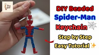 🕷️ DIY Spider-Man Keychain with Pony Beads | How to Make a Cute Handmade Spider-Man Keychain