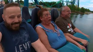 Terrified rider on Mako Roller Coaster  4K Reverse POV  SeaWorld Orlando