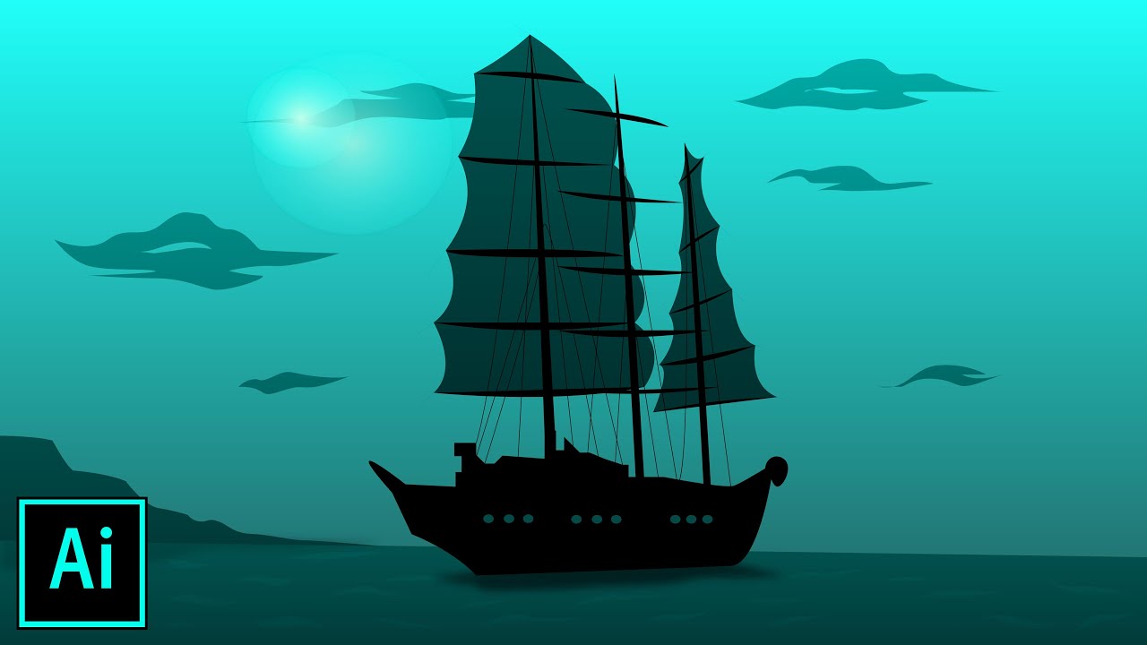 Pirate Ship -  Illustration in Adobe Illustrator | Time lapse | Paper Cut Illustration | Artideus