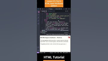 HTML Tutorial - Lesson 71: HTML Input Attributes - pattern Part 8  #html #htmltutorial #css #js