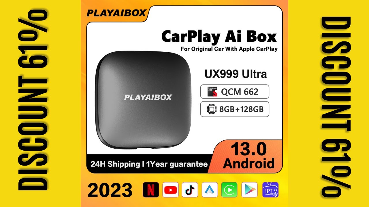 Carplay Ai Box Android 13 System Iptv Netflix 2023 UX999 Ultra 8G 128G QCM662 Wireless Car Multimedi