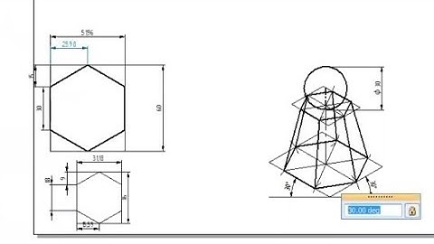 Sphere resting on Frustum of Hexagonal pyramid from VTU question bank Engineering Visualization