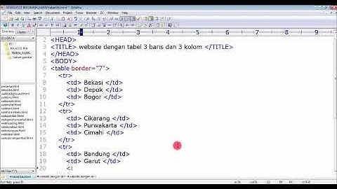Membuat tabel HTML ukuran 3 baris x 3 kolom