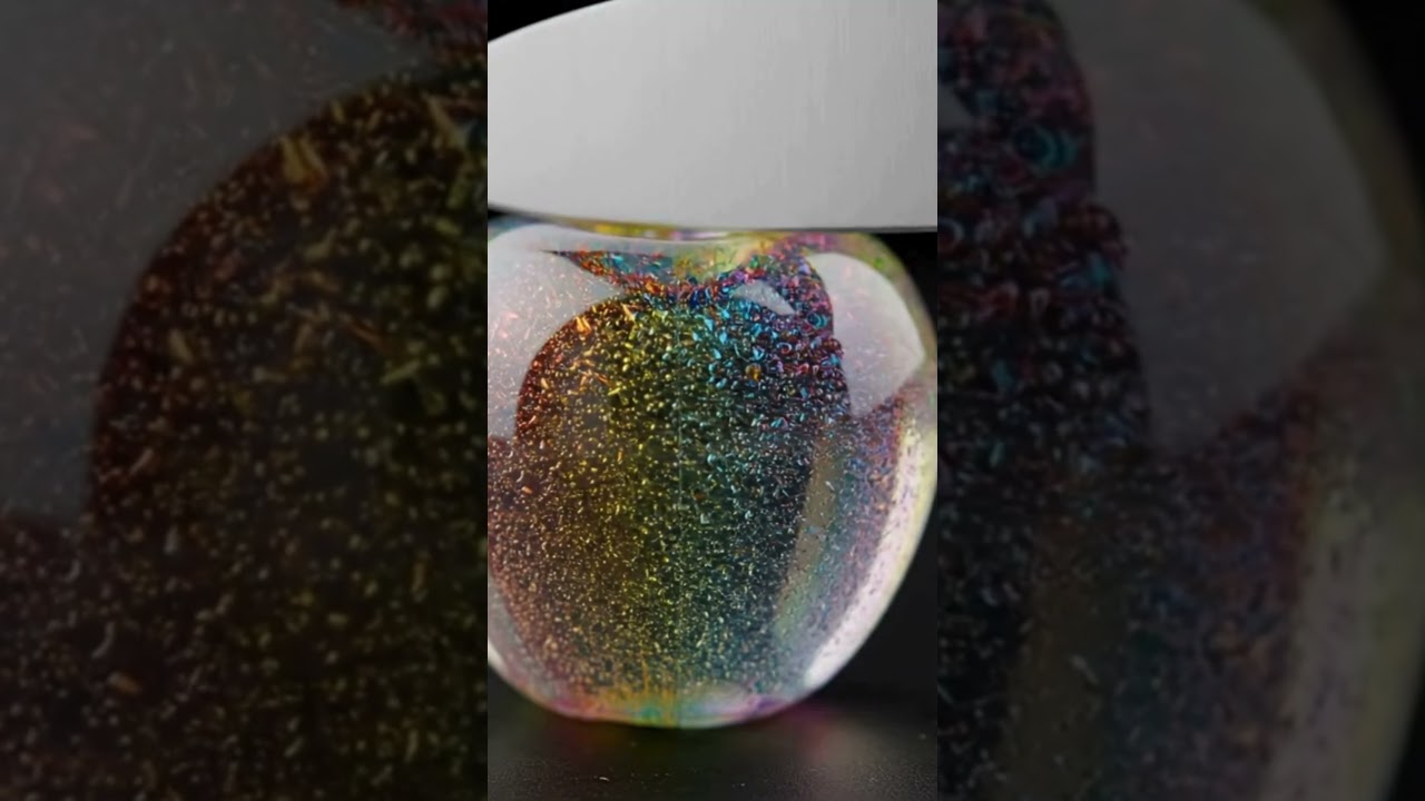 Fast Slice of a Rainbow Glass Apple 🍎✨ | Ultra Realistic ASMR